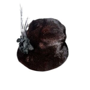 Vintage Genuine Mink Fur Cloche Hat Kates Boutique Canada Floral Accent